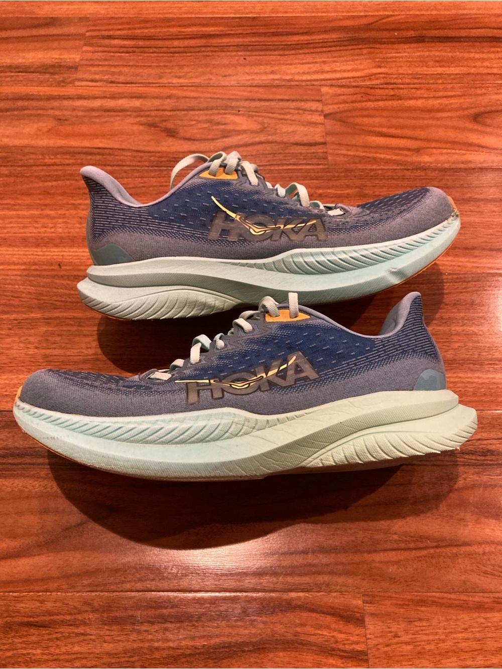 HOKA ONE ONE Mach 6 Men's Running Shoes Blue/Green US 10 2E/EU 44